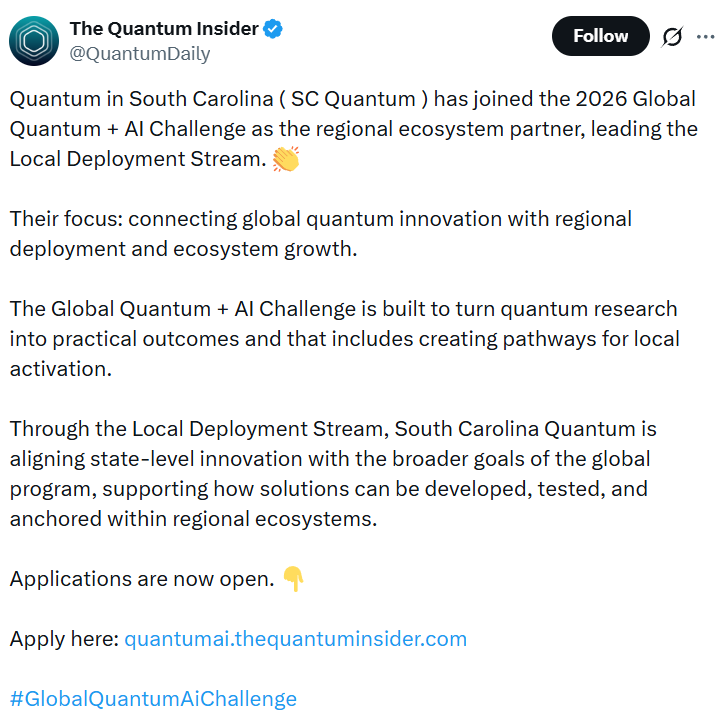 2026 Global Quantum + AI Challenge announcement.