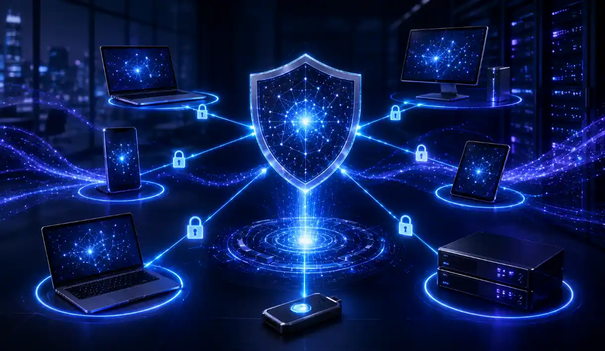 Quantum-secure VPN protecting enterprise devices with encrypted network access