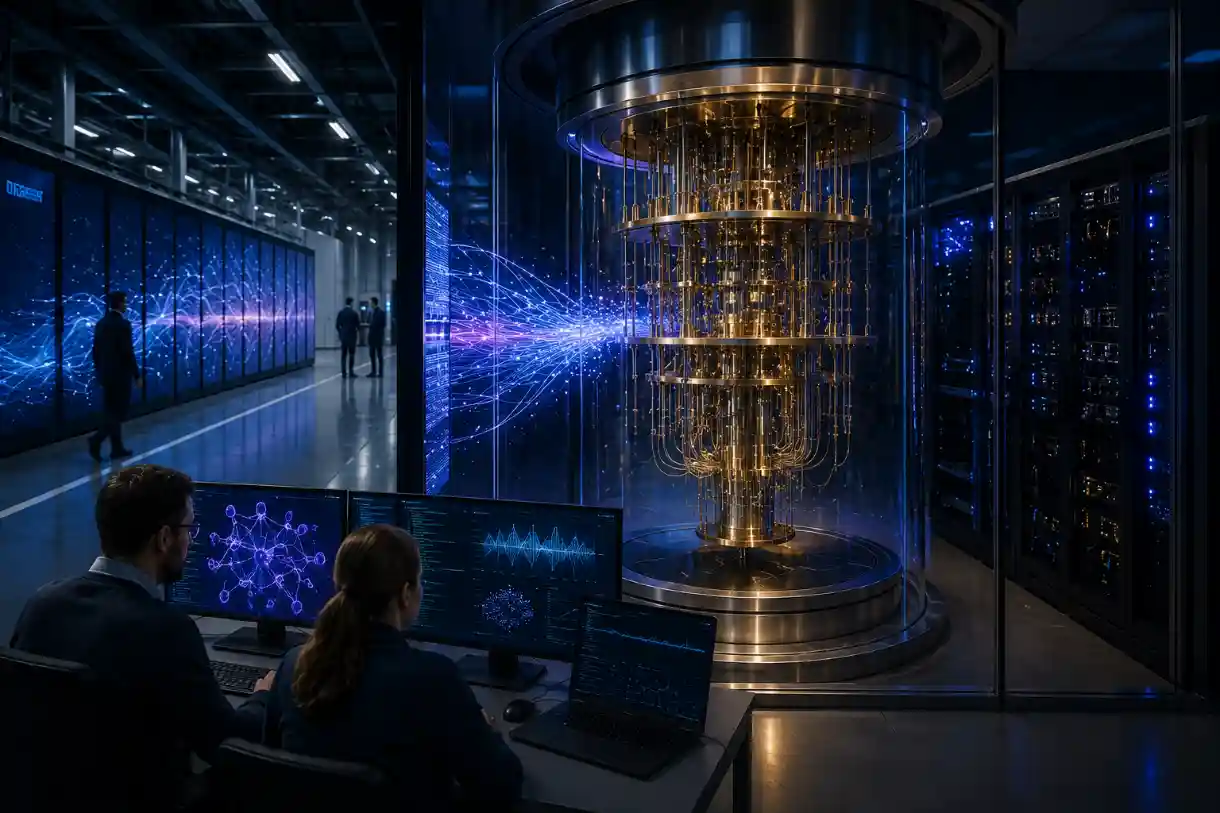 Quantum computer connected to a large supercomputing data center