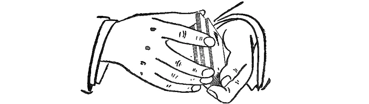 A proper riffle shuffle interleaves cards one at a time, the idealized technique behind the famous seven-shuffle theorem.