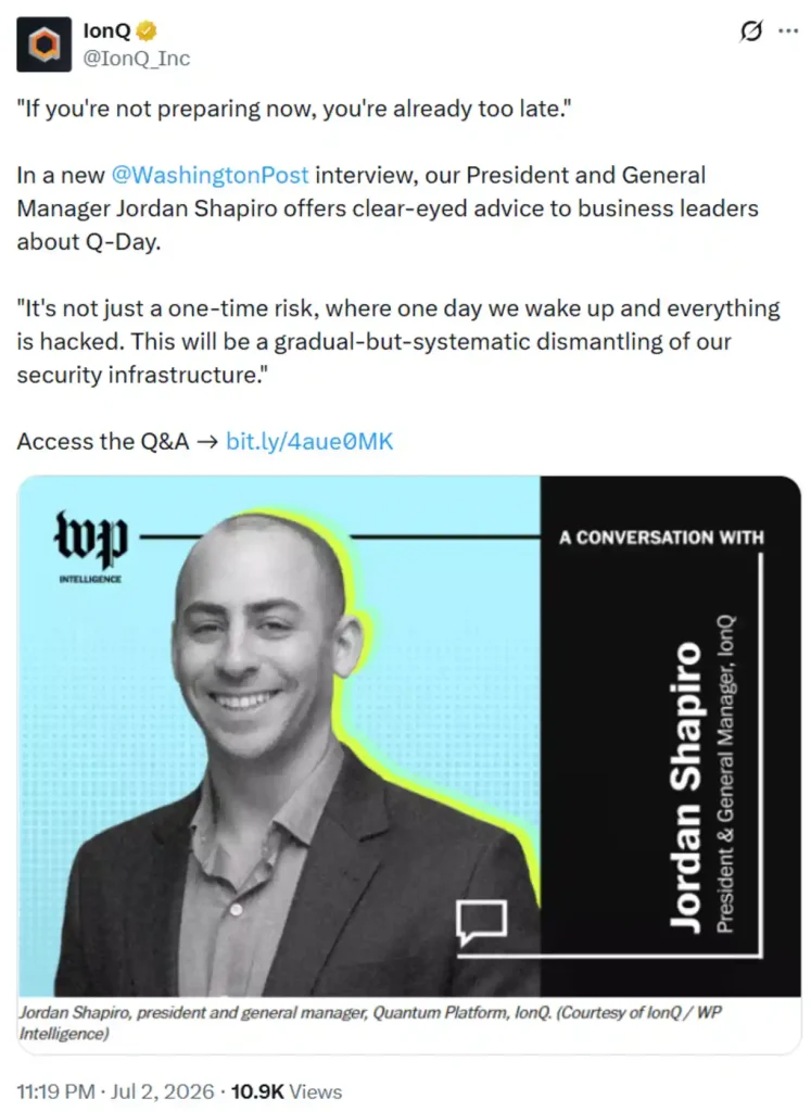 Jordan Shapiro's views on quantum risk.